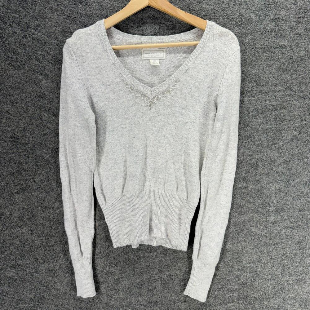 American Eagle Sweater Pullover Women M Medium Gray Knit Long Sleeve Cotton
